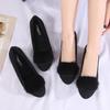 Women's Autumn 2025 Furry Wedge Heel Loafers with Hidden Lift - Korean Style, Versatile, Velvet Lined for Winter.