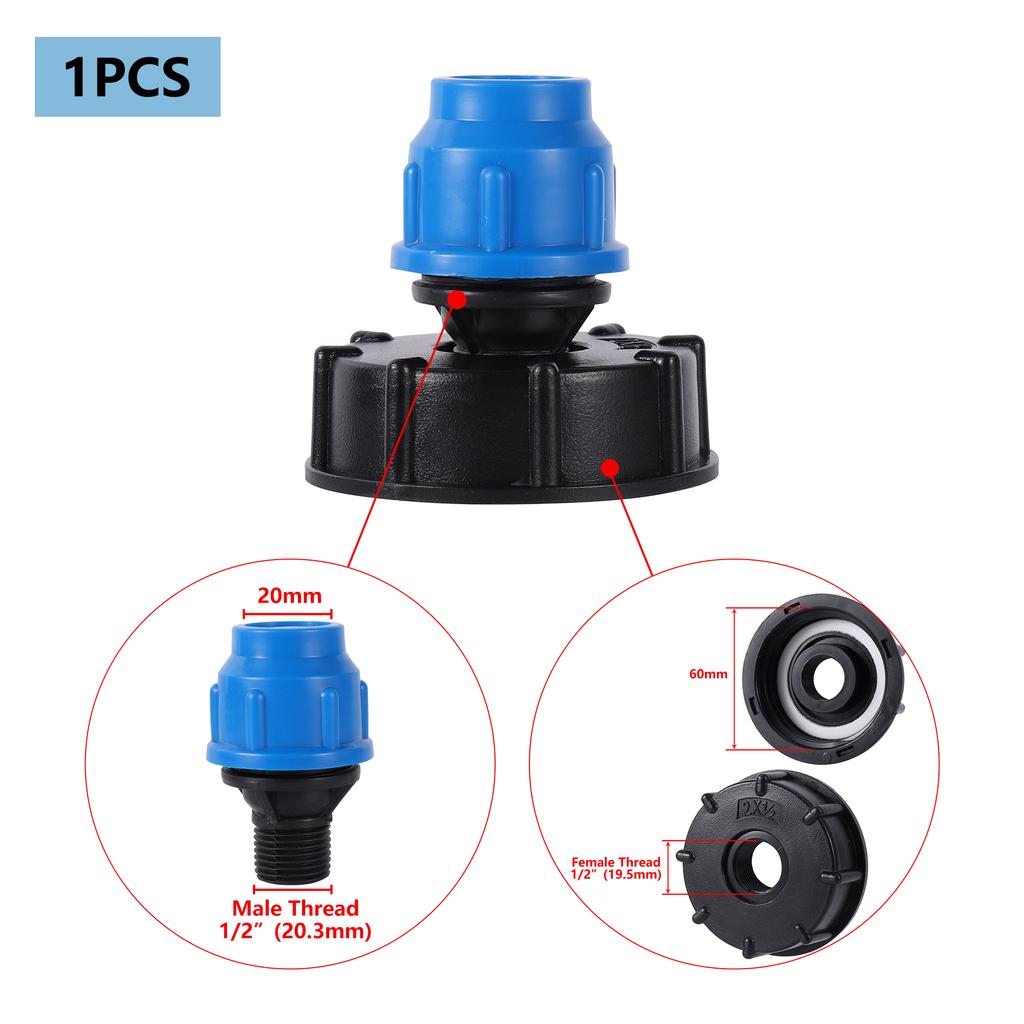 IBC Tank Fitting 20/25/32mm S60 IBC Tank Reducer Tee to Garden Irrigation Watering Adapter Garden Water Connector