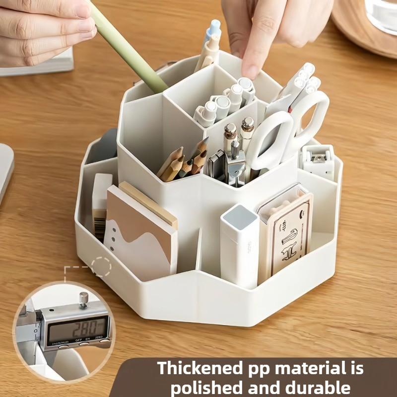 360 Degree Rotating Storage Box, Multifunctional Large Capacity Desktop Stationery and Cosmetics Storage Box, Office Pen Holder