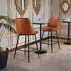 Bar Stool Set of 2, 69cm Counter Height Swivel Stools, Modern PU Leather Counter Barstool with Backrest and Metal Legs, Armless Bar Chair, Island