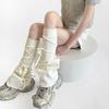 Flared Y2K Leg Warmers with Lace-Up Straps Causl Korean Fashion Solid Color Scrunch Design Japanese Street Style Spring Autumn
