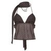 Women Sexy Camisole Top Sleeveless Backless V-Neck Polka Dot Print Tank Top Y2k Coquette Halter Neck Cami Crop Top