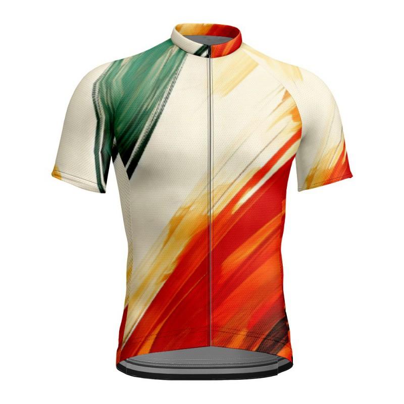 Mens Cycling Jersey Short Sleeve Breathable Quick-Dry Print Bike Shirt Road Riding