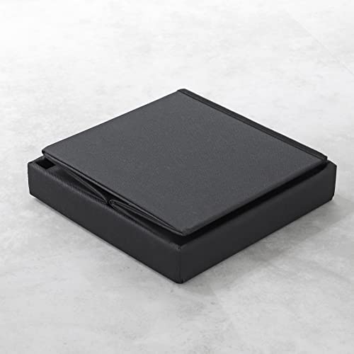 [BLKP] Pearl Metal Storage Stool Box with Lid, Ottoman Chair, Folding, Small, Black, N-7899