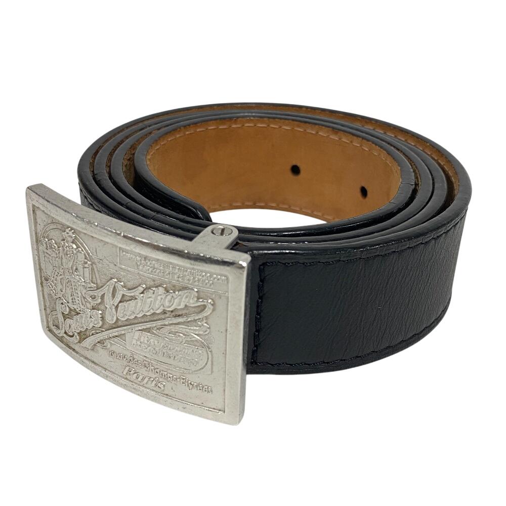 LOUIS VUITTON M6812 metal leather LV Santur Jeans belt black leather mens Used