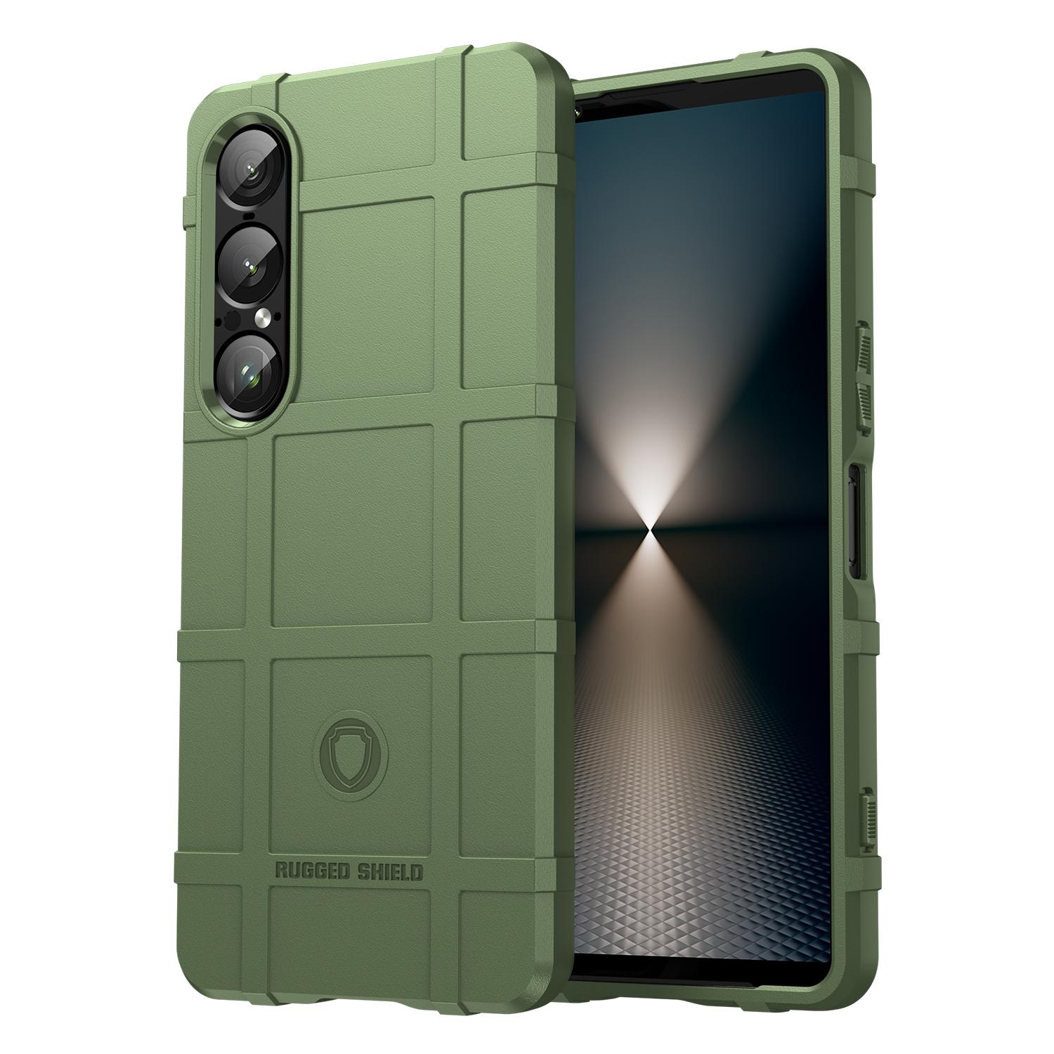 

For Sony Xperia 1 VII Case Grid Design Soft TPU Scratch-Proof Phone Cover Green
