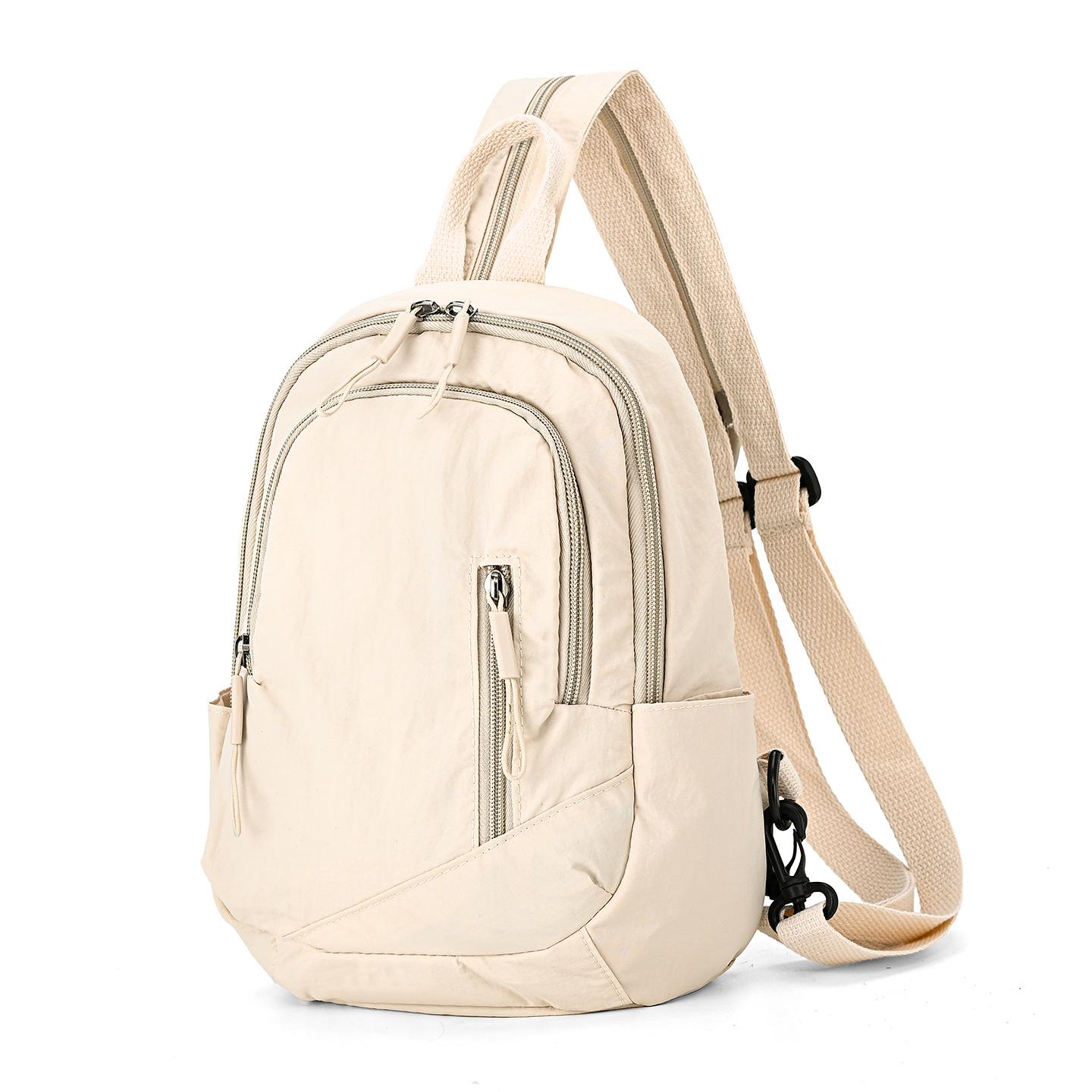 

Однотонный многофункциональный рюкзак для студентов, легкий нагрудный рюкзак для путешествий на открытом воздухе бежевый
