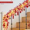 New Year Red Berry Garland with Lights and Ornaments