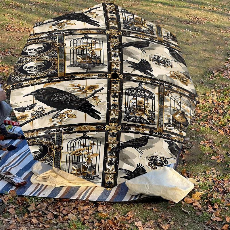 1PC Crows, Gothic Umbrella-8-Rib Reinforced, Automatic Open, Lightweight & Durable, Cute Fashion Accessory for Outdoor-T330