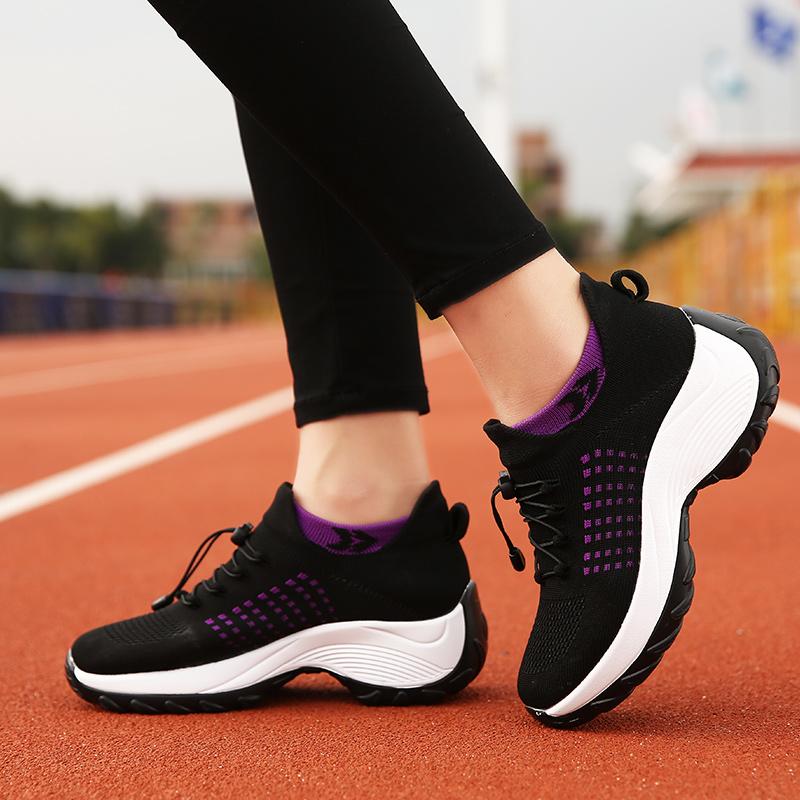 Sneakers Women Walking Shoes Fashion Breathable Loafers For Fitness Sport Comfort Casual Height Increasing Elastic Lady Trainers