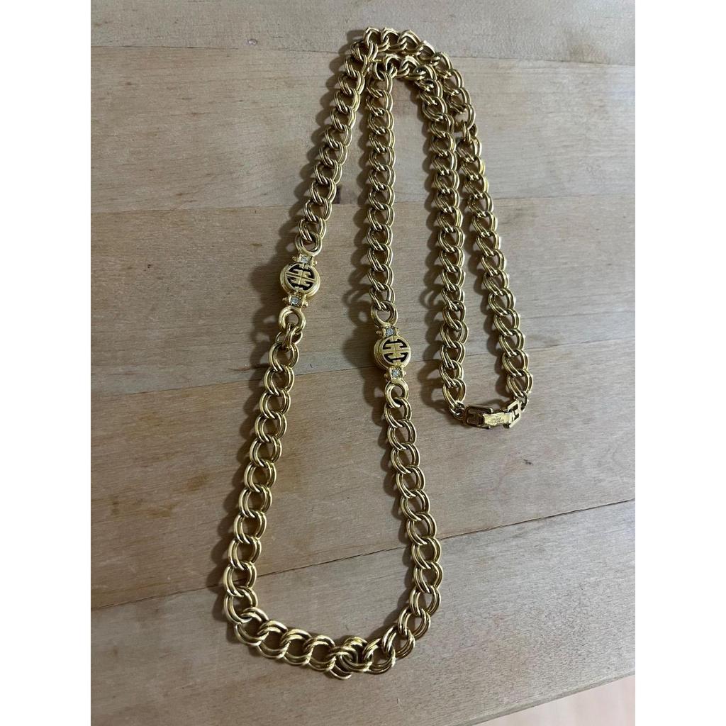 Used Authentic Givenchy Long Chain Necklace Vintage with Rhinestones