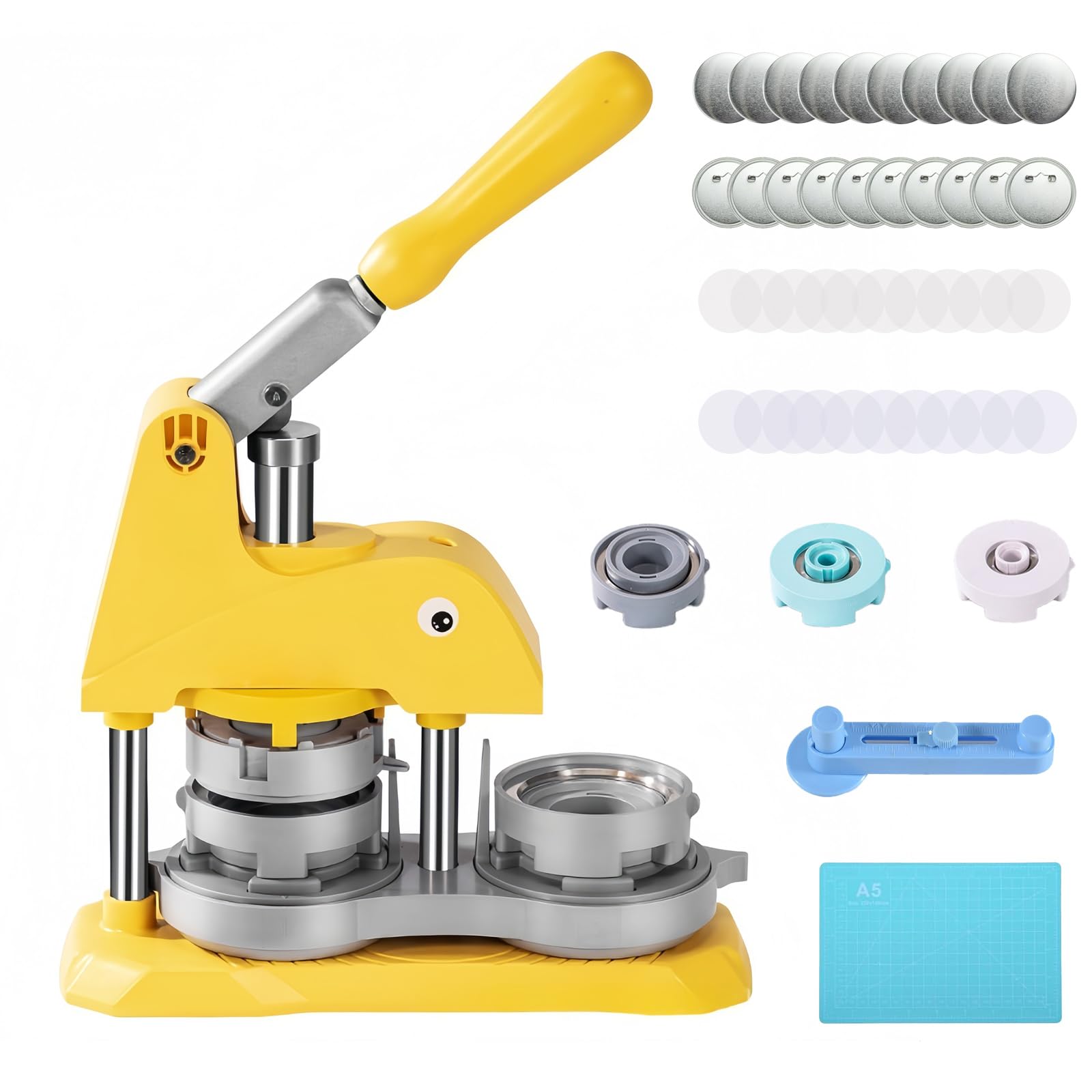 

NODIBRO Button Badge 58mm Magnetic Attachment New Button Badge Maker 100 pieces of material for each DIY Badge Making Easy to for Kids and Original