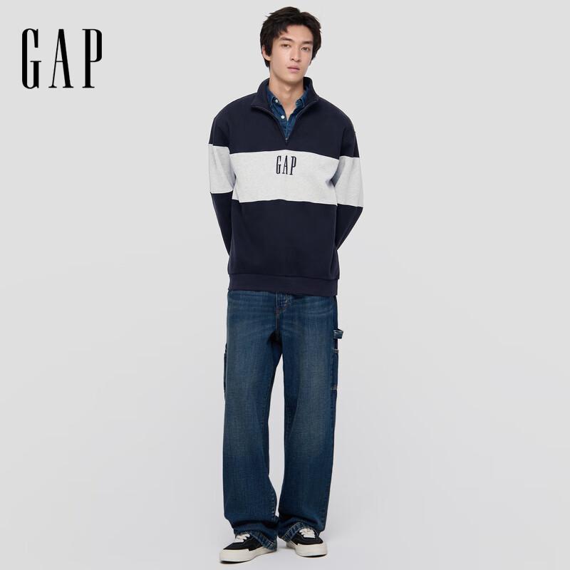 

Gap Unisex Color-Block Logo Half-Zip Fleece Stand-Collar Sweatshirt 2XL
