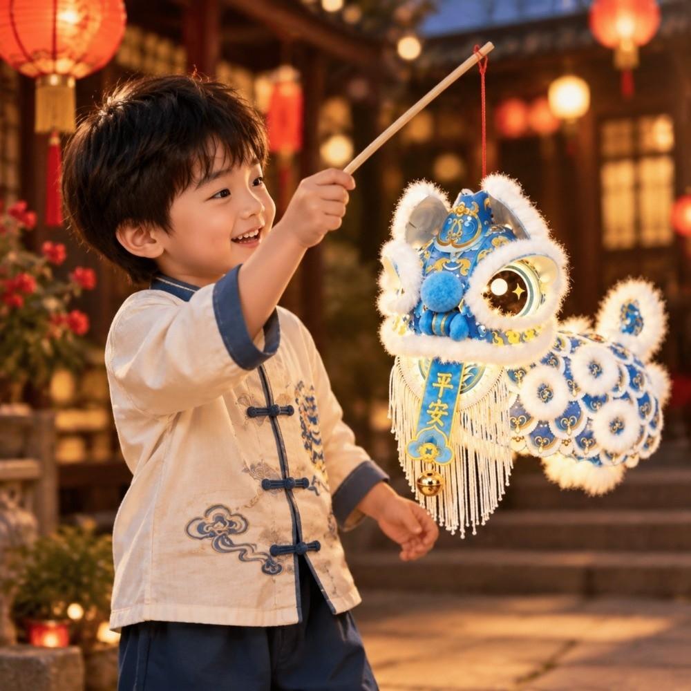 Cartoon Lion Dance Lantern Ancient Chinese Style Luminous Lantern Portable Lantern Spring Festival