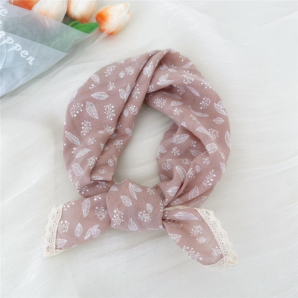 French retro cotton flower small scarf headband women's pure cotton thin bag head small scarf decorative square scarf headscarf