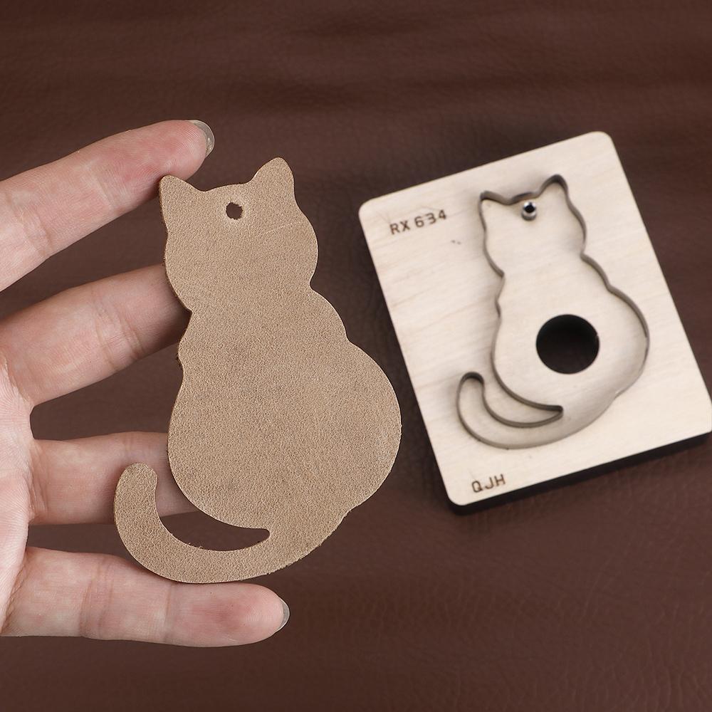 1pc leather handmade stamping cutting die mold, cat shaped punch template, DIY making leather cat hanging decorate puncher tool