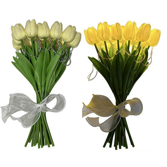 10Pcs Tulip Flower LED Lights USB Powered Warm Glow Faux Flower Lamp for Bedroom Living Room Wedding Decor Creative Ambient Night