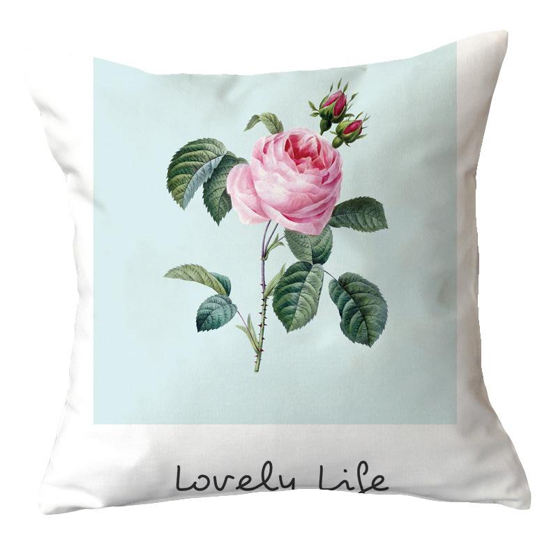 Office Chair Cushion Home Pillow Case Ins Plush Printed Pillow Case Green Plant Nordic Style Pillow