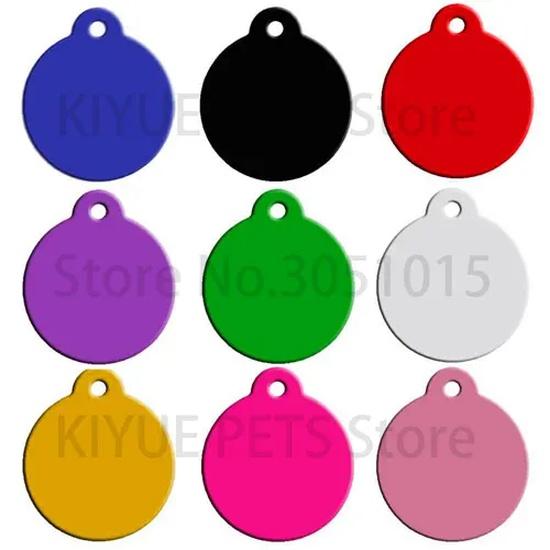Wholesale 20pcs Round Shape Charm Pet Tags DIY Tags Pet Shop Tags Pet Dog Cat Tag Id Aluminum Phone Telephone Supplies Alloy