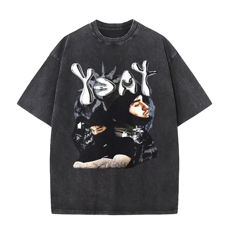 Rapper Yeat Lyfestyle Vintage Washed T Shirt Men Women Hip Hop Fashion High Quality T-Shirts Casual Oversized T-shirt