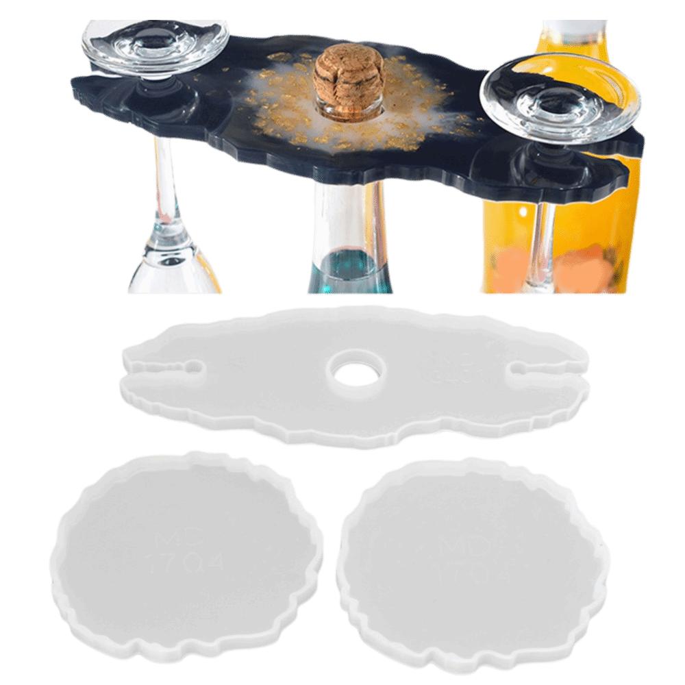 

3pcs Irregular Shape Wine Rack Mould Silicone Casting Trays Resin Silicone Mould Geode DIY Resin Mould Wine Glasses Holder