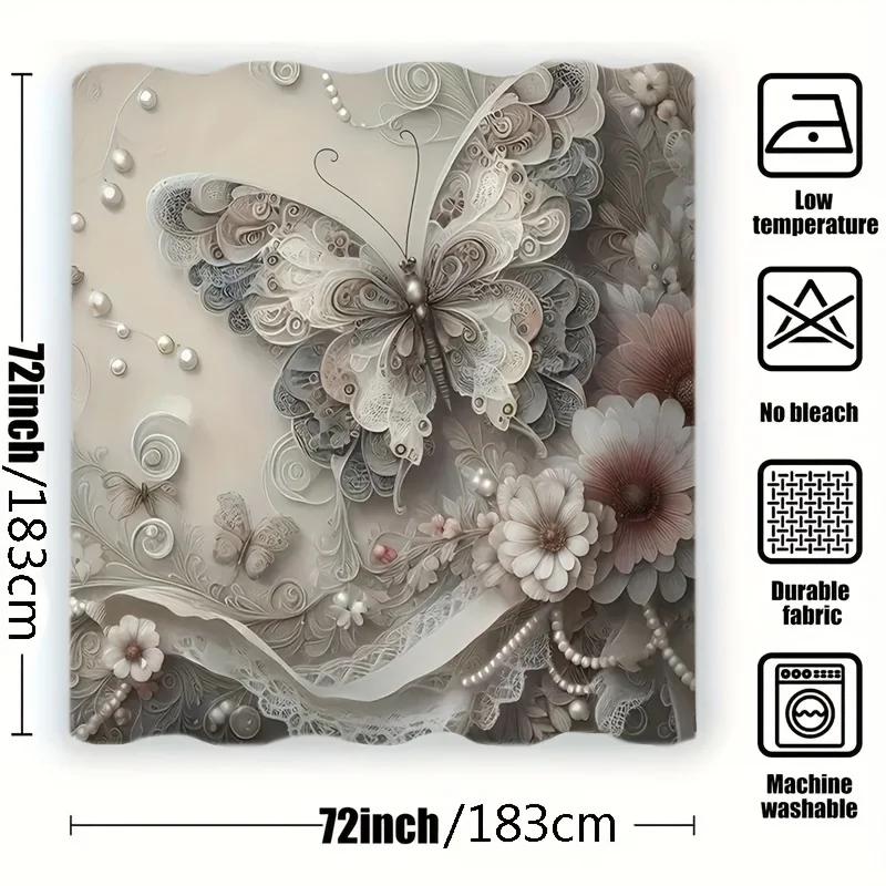 Ethereal Butterfly Shower Curtain - Delicate Bath Decor, Perfect for Those Who Love Soft and Nature-Inspired Designs