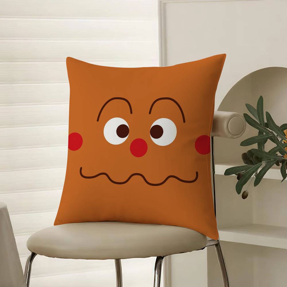 Klassischer Anime-Anpanman-Kissenbezug für bequemes Sofa oder Bett. Seidig-elegant mit unsichtbarem Reißverschluss. Dekorativer Kissenbezug.