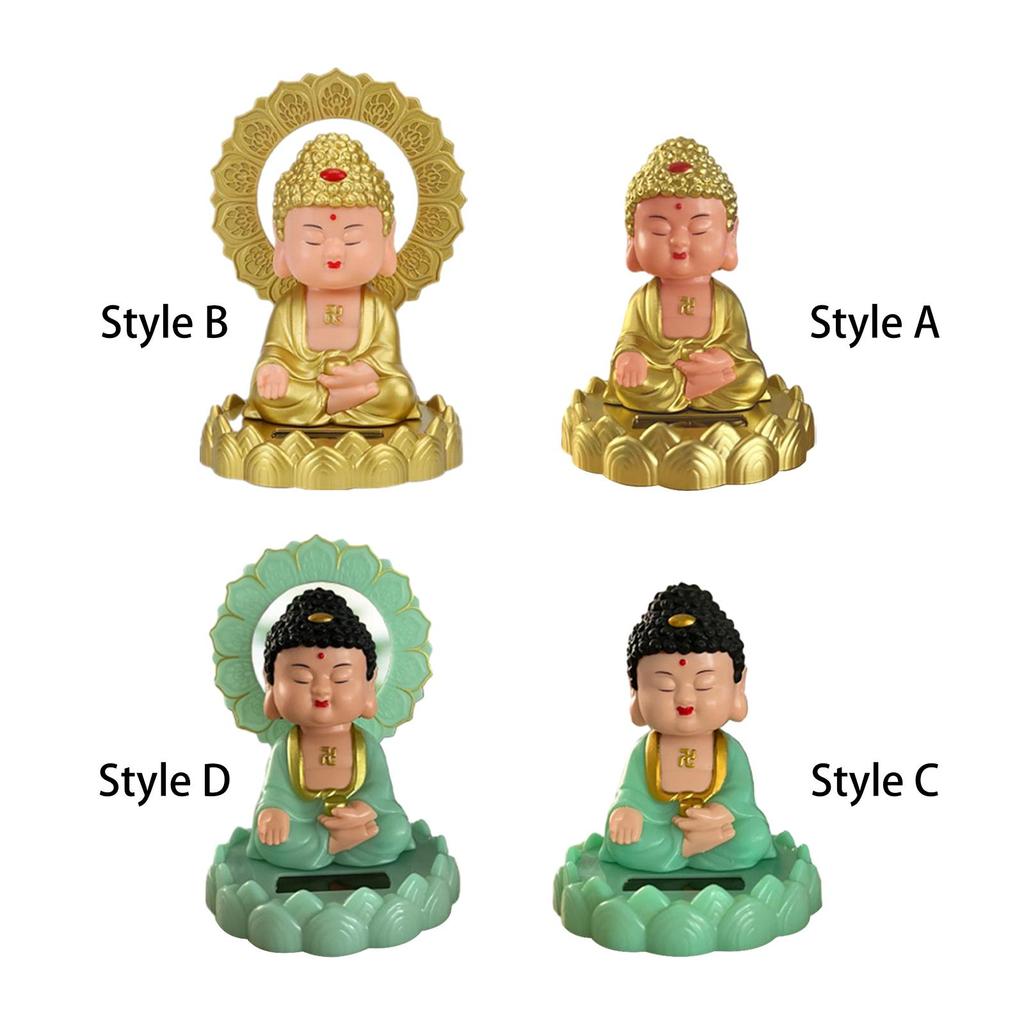 Shaking Head Buddha Miniature Car Dashboard Ornament Lifelike Buddhist Sculptures Toy Table Decoration for Home Office Decor
