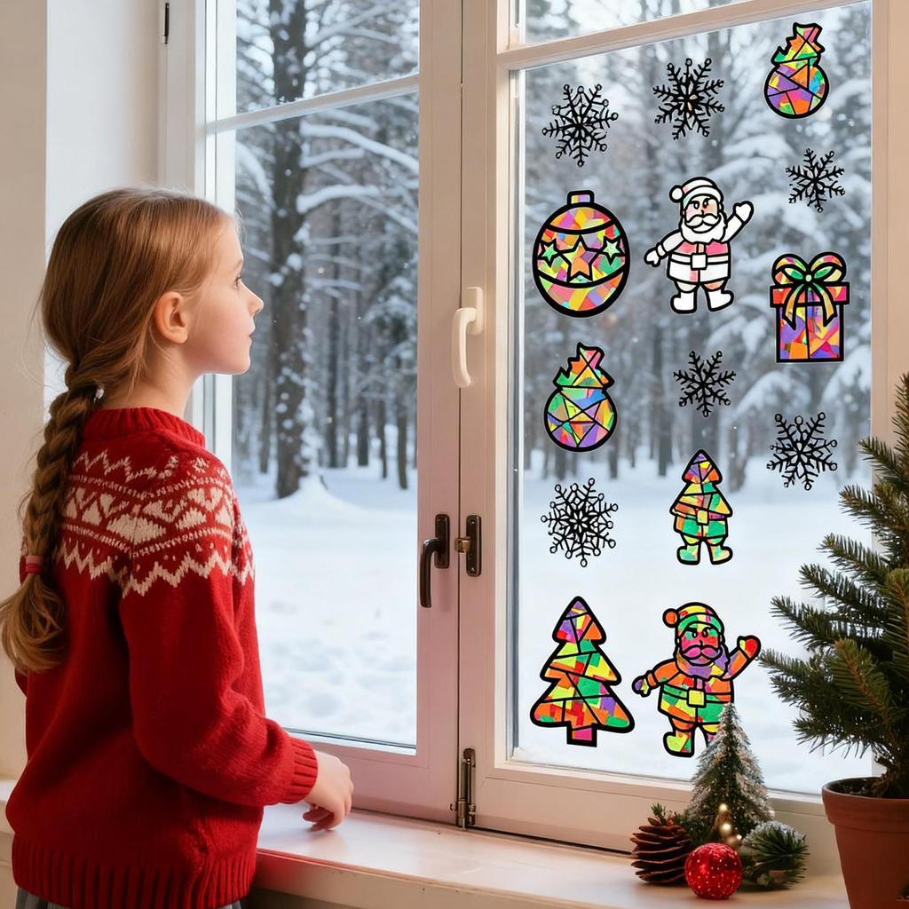 Christmas Paper Cutouts 12 Pieces Snowflake Santa Claus Reindeer Bell Craft Kits Christmas Paper Decor For Wall Window School