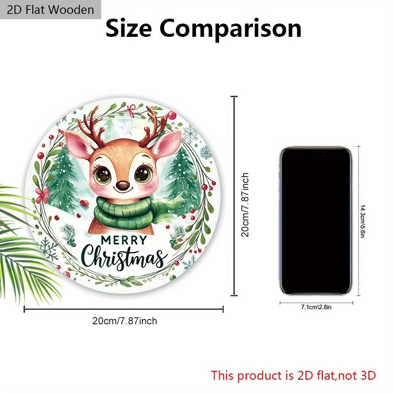 Christmas Wooden Sign with Adorable Elk Pattern - Merry Christmas Round Sign for Front Door, Wall Hanging Decor - Ideal Christmas Ornament