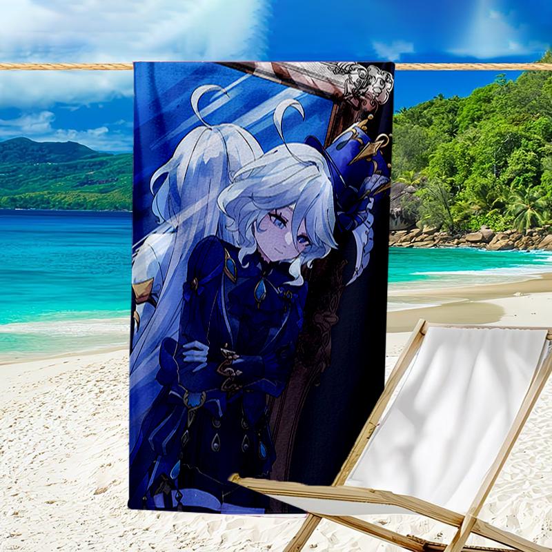 Proof Beach Towel with a Genshin Impact Characters5 Pattern - Soft,absorbent,quick-drying,machine Washable - Perfect for Swimming,camping,bathing
