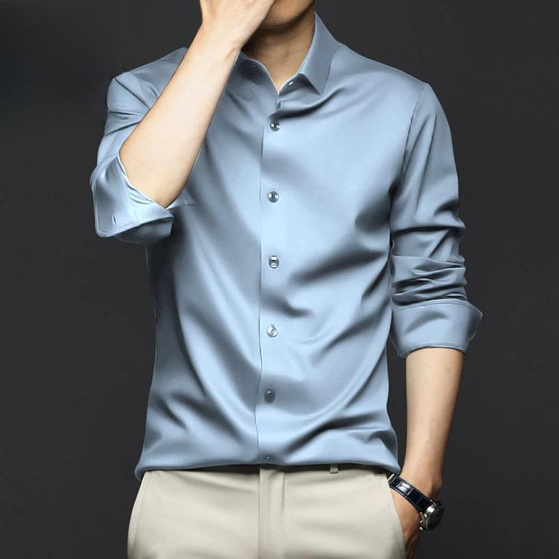 S-5XL Men's Shirt Long Sleeve Non iron Wrinkle Resistant Business Dress High end Professional Casual Suit White Shirt