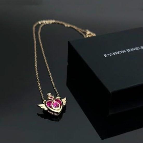 Anime Necklace Heart-shaped Guardian Star Moon Pendant Cosplay Accessory Girls Ladies 4 pieces