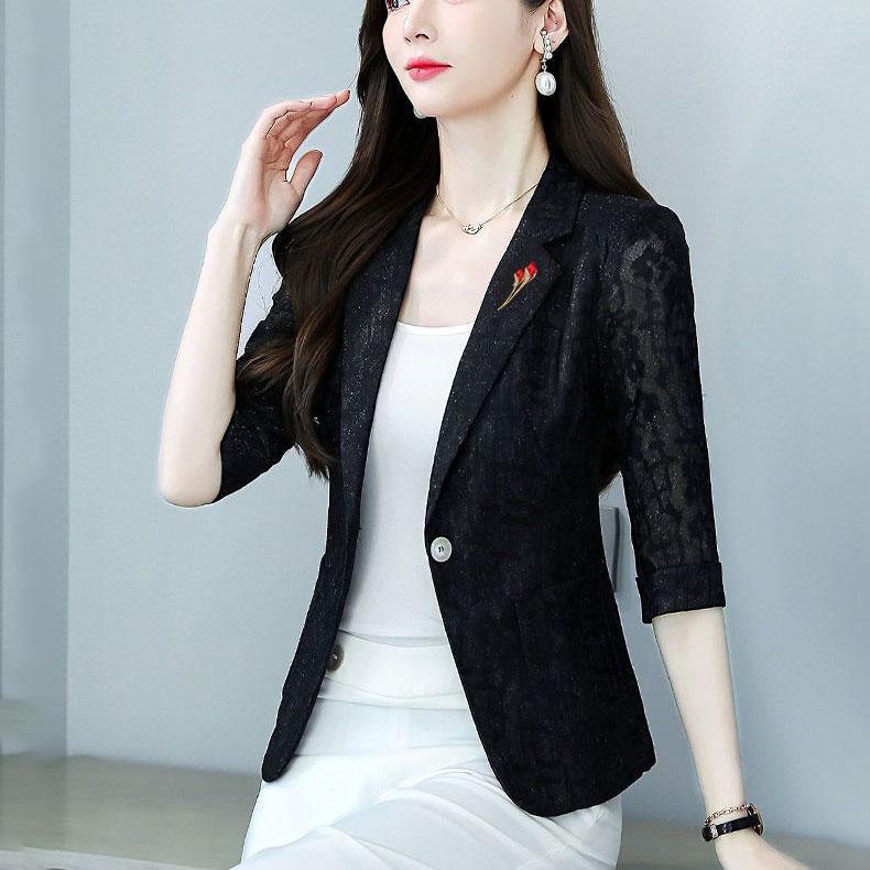 

Белое солнцезащитное пальто, женское весенне-летнее повседневное короткое пальто с кружевным костюмом, тонкий повседневный топ 5XL чёрный