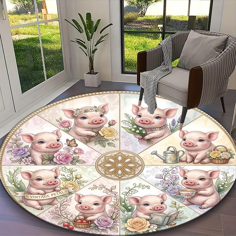 

Blush Peony Tender Seasonal Growths Print Round Rug, Multi-functional Office Chair Sofa Carpet, Easy Clean Carpet for Home and Living Spaces Diameter 60cm