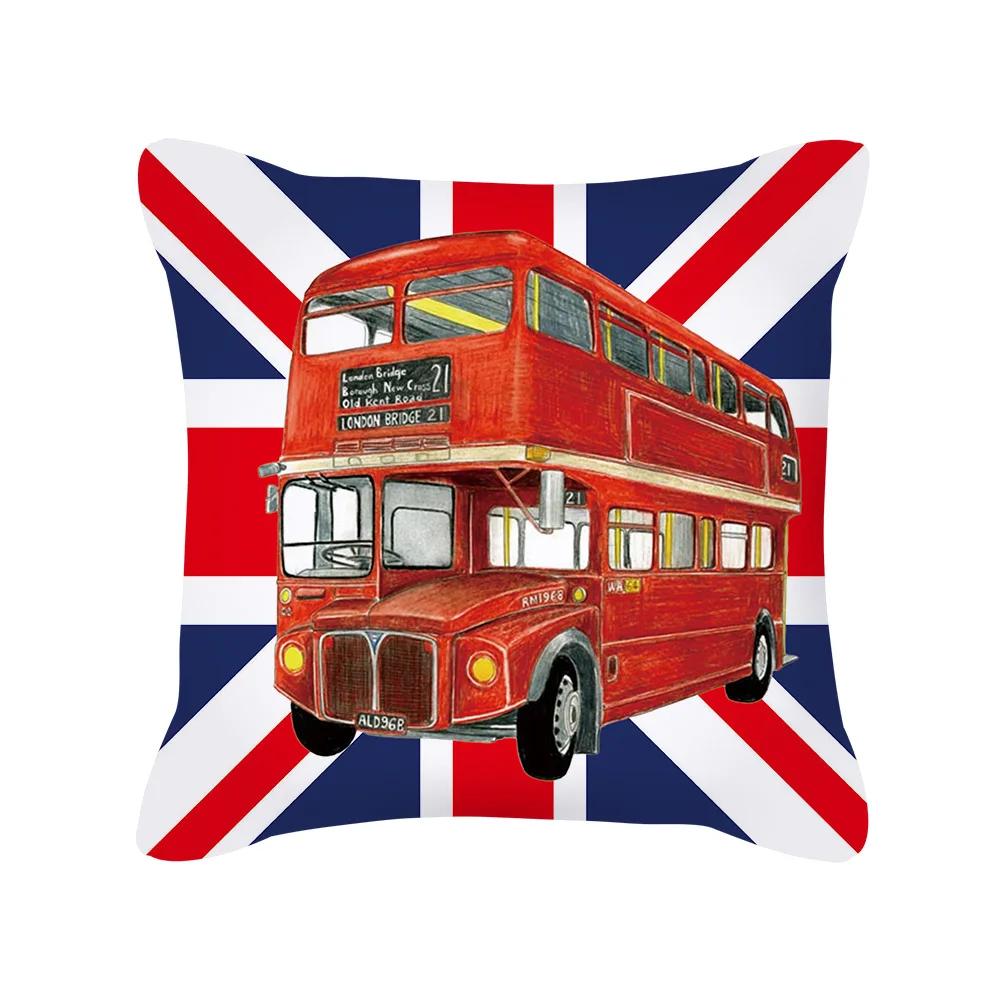British Style Cushion Cover 18x18 Inches Pillow Case Red Blue Pillow Covers Retro Home Decorations Throw Pillow Case for Couch
