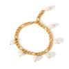 Natural Freshwater Pearl Anklet Stainless Steel Figaro Chain 18K Gold Plated Anklet Titanium Steel Fade-resistant