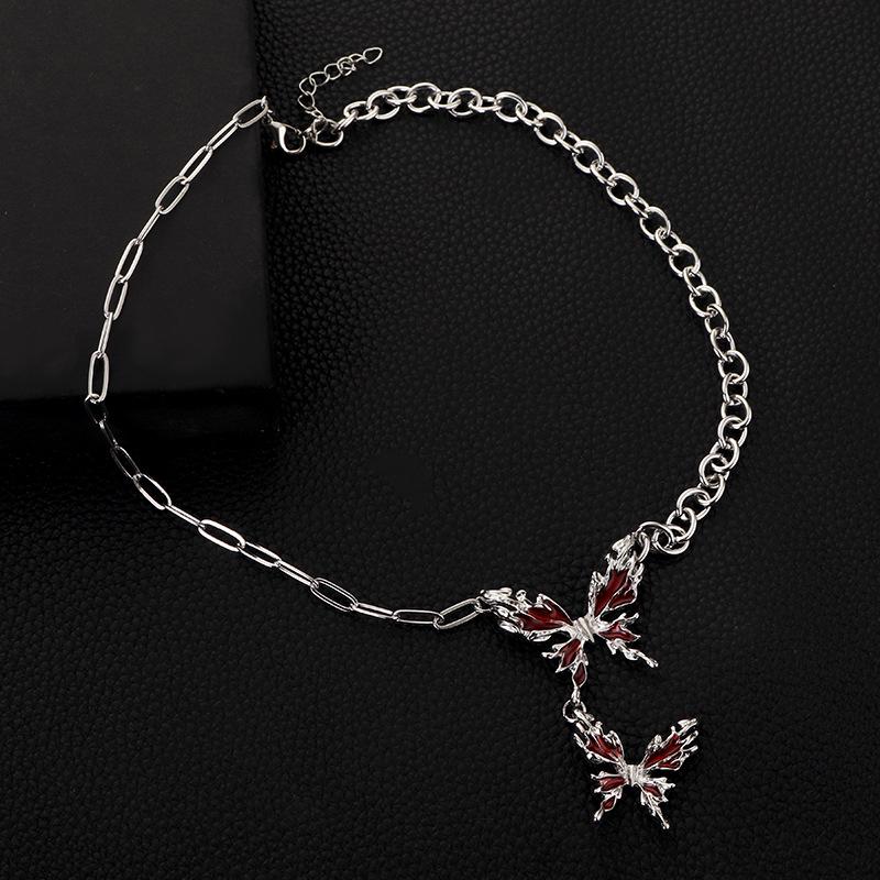 Red Butterfly Punk Clavicle Necklace - Stylish & Versatile Light Luxury Accessory