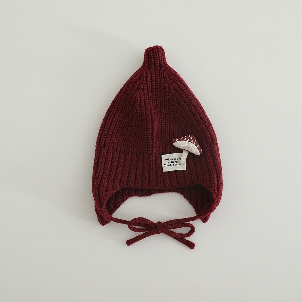 Cute Mushroom Knitted Beanie Cold Proof Ear Protection Hat Fashion Kids Winter Hat for Children