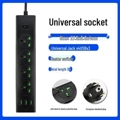 Regleta de alimentación europea universal con USB, Estándar británico y alemán, Enchufe sudafricano pequeño inteligente