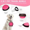 Collapsible Dog Bowls, Portable Travel Pet Feeder Bowl, 2 in 1 Expandable Silicone Pet Food & Water Double Bowl, Cat Feeder Dish with Carabiner for