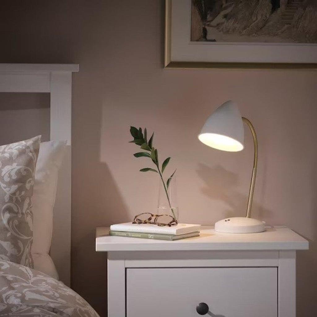 IKEA ISNALEN LED Work Lamp, 37 cm, White/Brass (605.143.70)