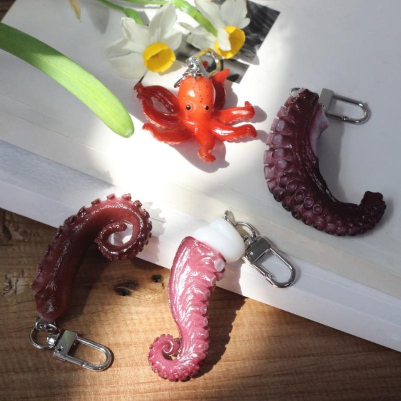 1Pcs Creative Simulation Pvc Fun Food And Play Model Ornament Bag Key Pendant Octopus Claw Octopus Keychain