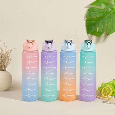 Borraccia da 750 ml, con gradiente, grande capacità, a prova di perdite, stile Ins, con cannuccia da viaggio, design per bere, uso quotidiano