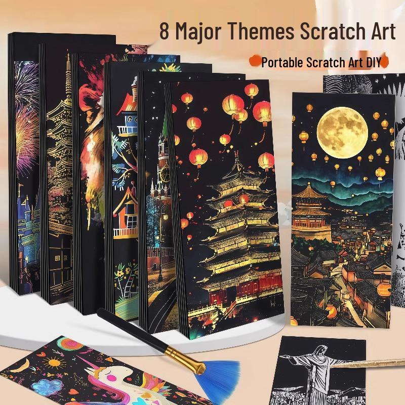 Night View City & Castle Scratch Art for Adults and College Students - Decompression Painting Paper