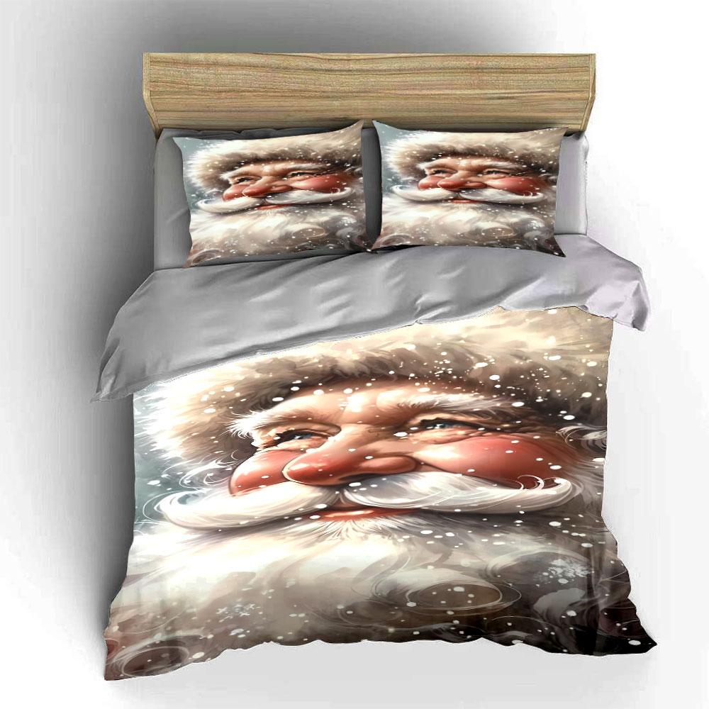 Santa Claus Face Pattern. Bedding Sets Duvet Cover Sets Duvet Covers Pillowcases(1 * Duvet Cover 2 * Pillowcases Without Duvet Insert)