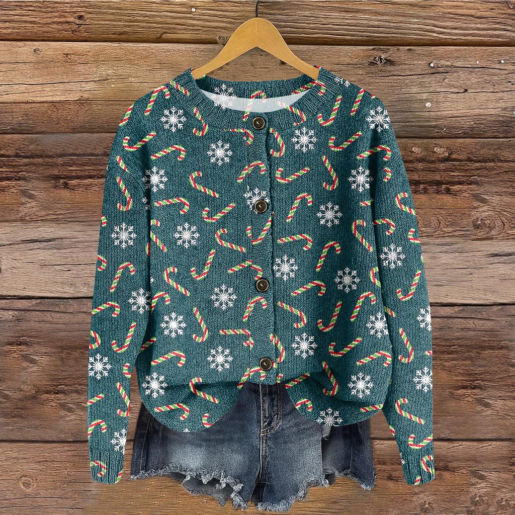 Women's Round Neck Top Printing Thickened Plush Cashmere Warm Long Top