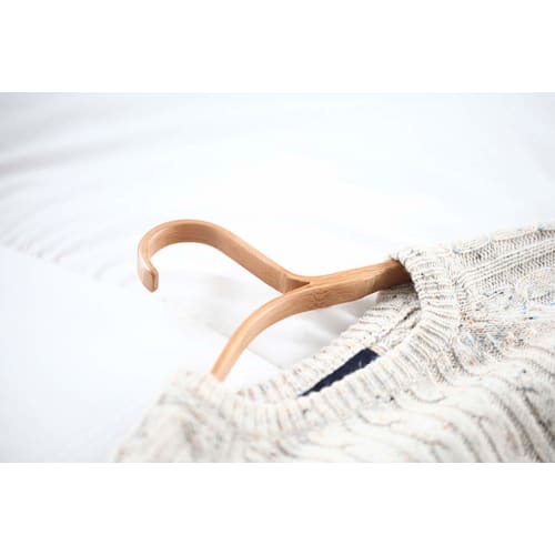 GUDEE Life CAKON Bamboo Hanger, Wooden, 3kg Weight Capacity, Natural Bamboo Design, Shabby White (Set of 3)