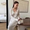 Long-sleeve V-neck Knitted Sweater Dress - 2024 Autumn/Winter European & American Style