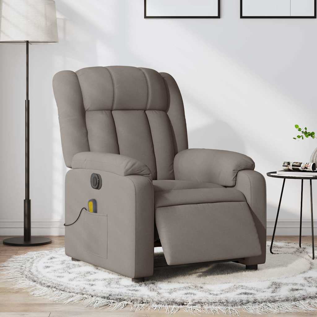 Electric Massage Chair Taupe Fabric
